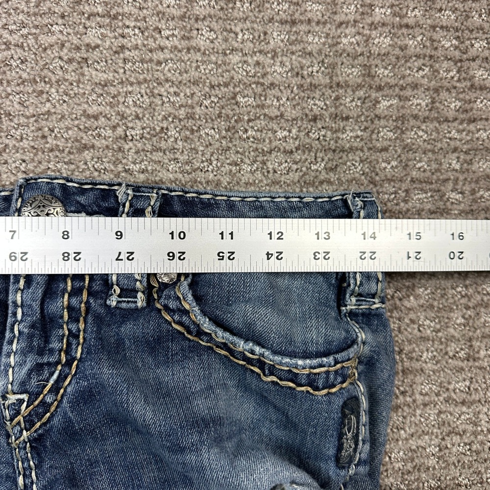 Y2K Silver Jeans Co Aiko Bootcut Distressed Thick Stitch Denim W27 L33 Medium - Picture 6 of 10